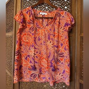 Rose & Olive Orange and Purple Floral Blouse